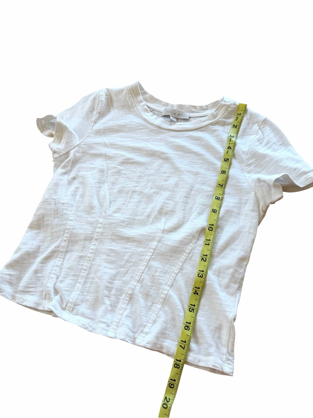 Anthropologie Eri + Ali White Crewneck Corset Short Sleeve Tee T shirt - Picture 6 of 7